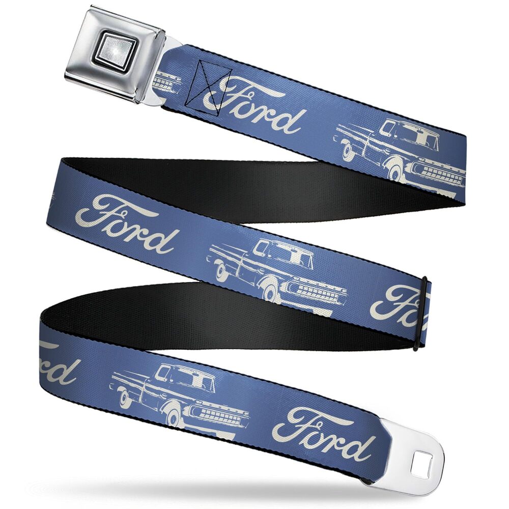 4484 Ford Belt, Seatbelt Buckle, Ford Script and Vintage Truck Blue White